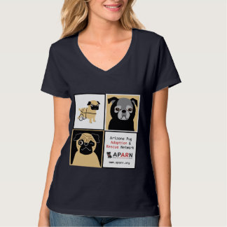 APARNの救助のパグの女性のHanesのNano V首のTシャツ Tシャツ