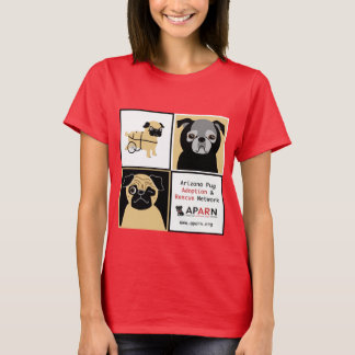 APARNレスキューPUGSレディオーガニックースTシャツ(フィット) Tシャツ