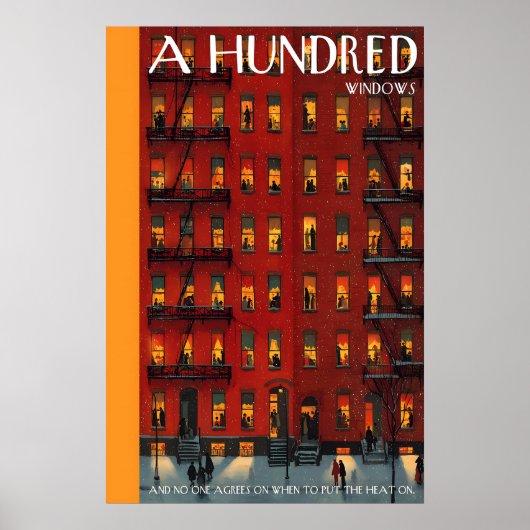 Apartment Building Poster  Lit Windows, Winter ポスター (正面)