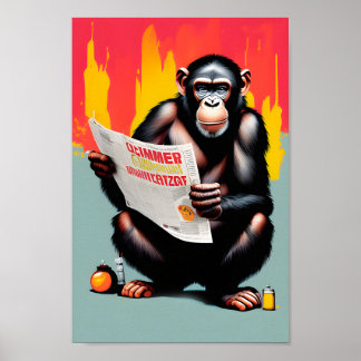 Apeポスタ頭が切れるー – カスタマイズ可能なChimp Wall Art ポスター