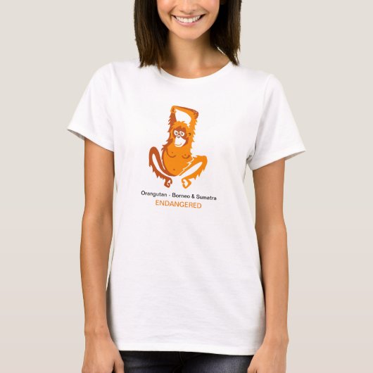 Ape -ORANGUTAN – 絶滅危惧動物グラフィック – Tシャツ (正面)