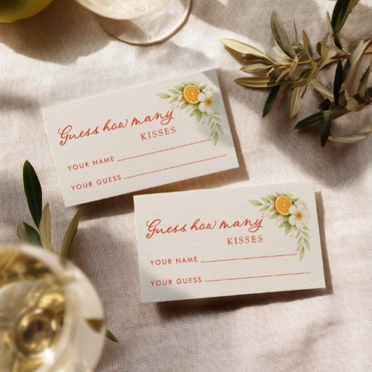 Aperol Bridal Shower How Many Kisses Bridal Game エンクロージャーカード