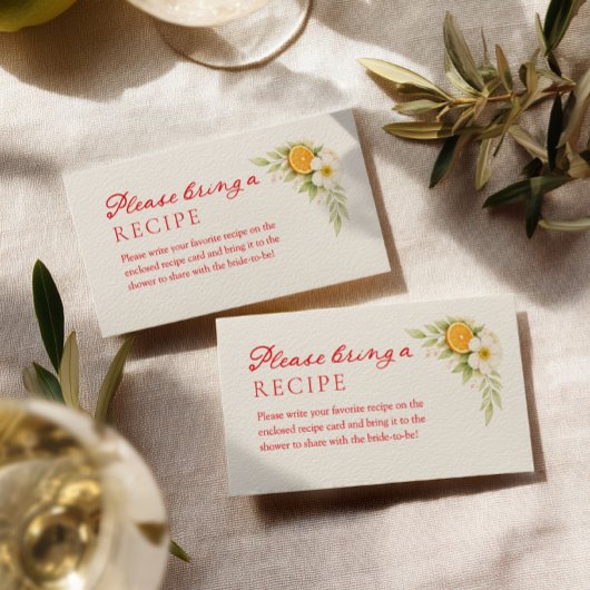 Aperol Bridal Shower Recipe エンクロージャーカード