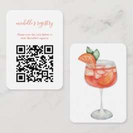 Aperol Spritz結婚のBridalShower詳細QRコード エンクロージャーカード