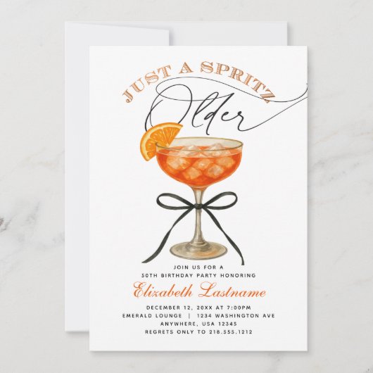 Aperol Spritz 少し大人になったお誕生日おめでとう 招待状 (正面)