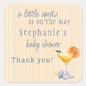 Aperol Spritz Blue Orange Citrus Boy Baby Shower スクエアシール (正面)