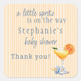 Aperol Spritz Blue Orange Citrus Boy Baby Shower スクエアシール