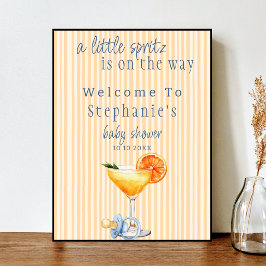 Aperol Spritz Blue Orange Citrus Boy Baby Shower ポスター