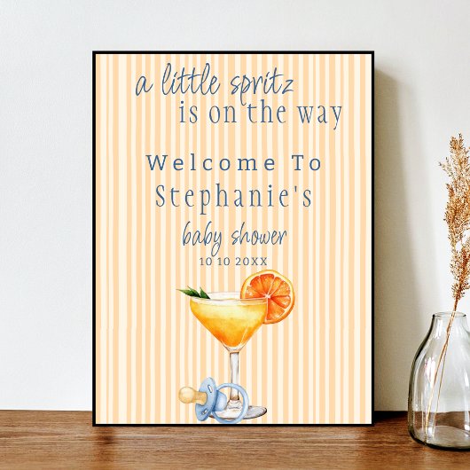 Aperol Spritz Blue Orange Citrus Boy Baby Shower ポスター