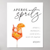 Aperol Spritz Sign Signature Drink Bridal Shower ポスター (正面)