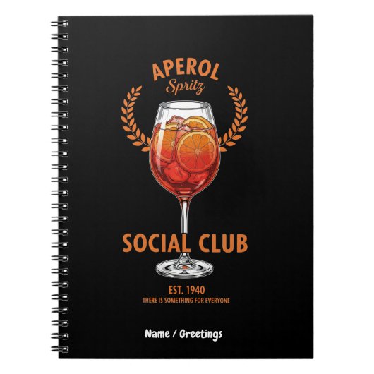 Aperol Spritz Social Club Funny Cute Drinks Design ノートブック (正面)