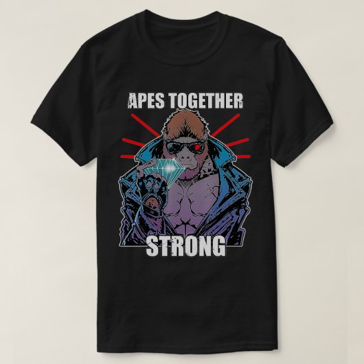 Apes Together Strong Vintageポスターシールスタイル Tシャツ (デザイン正面)