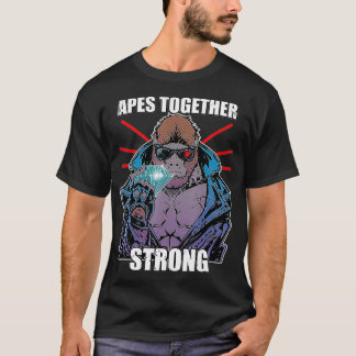 Apes Together Strong Vintageポスターシールスタイル Tシャツ