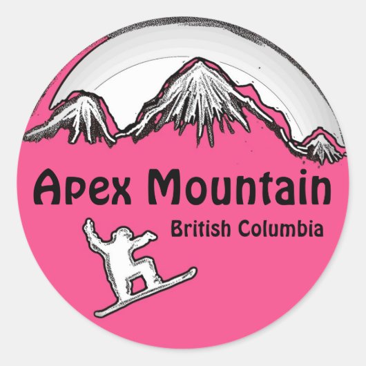 Apex Mountain BCカナダのピンクのスノーボードシール ラウンドシール (正面)