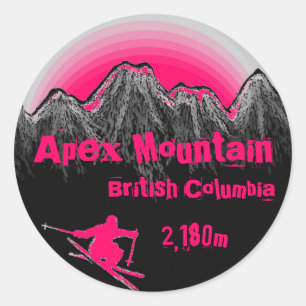 Apex Mountain British Columbiaピンクスキースタンプ ラウンドシール