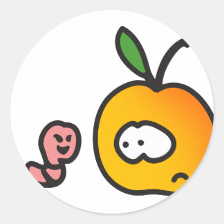 Apfel mit Wurm ラウンドシール