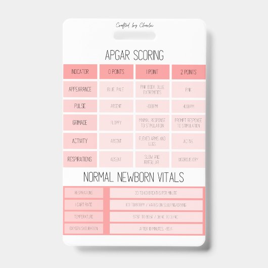 APGARおよびNRPリファレンスナースバッジ バッジ (表面)