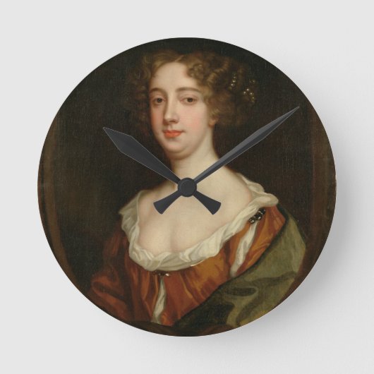 Aphra Behn (1640-89年) (キャンバスの油) ラウンド壁時計 (正面)