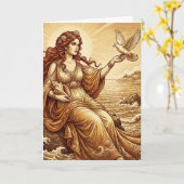Aphrodite Greek Goddess Greeting Card カード (黄色い花)