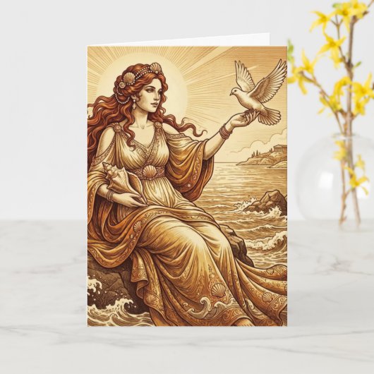 Aphrodite Greek Goddess Greeting Card カード (黄色い花)