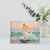 Aphrodite Rising from Seashell at the Ocean Shore ポストカード (スタンド正面)