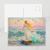 Aphrodite Rising from Seashell at the Ocean Shore ポストカード (正面/裏面)