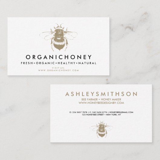 Apiarist Honey Gold Bumble Bee 名刺 (正面/裏面)