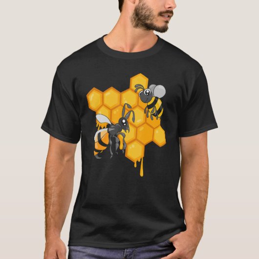 Apiculture Cute Bees Honeycomb Bee Hive Beekeeping Tシャツ (正面)