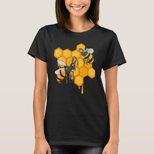 Apiculture Cute Bees Honeycomb Bee Hive Beekeeping Tシャツ (正面)