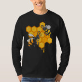Apiculture Cute Bees Honeycomb Bee Hive Beekeeping Tシャツ (正面)