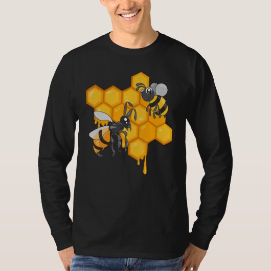 Apiculture Cute Bees Honeycomb Bee Hive Beekeeping Tシャツ (正面)