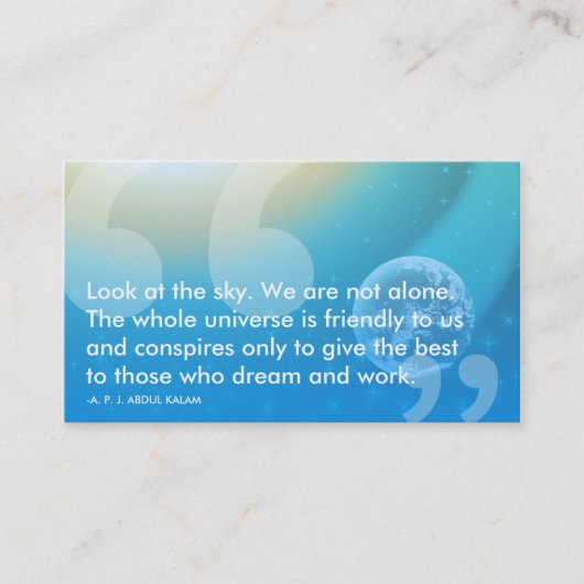 APJアブドルKalamの成功の引用文 名刺 (正面)