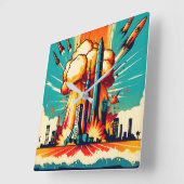 Apocalyptic Blast スクエア壁時計 (傾斜)