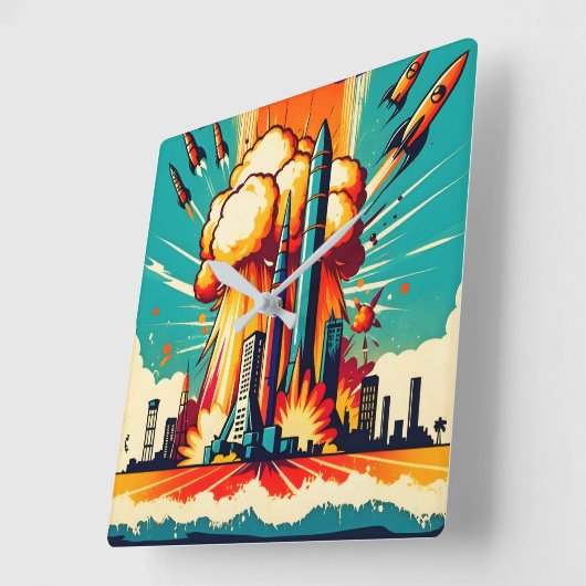 Apocalyptic Blast スクエア壁時計 (傾斜)