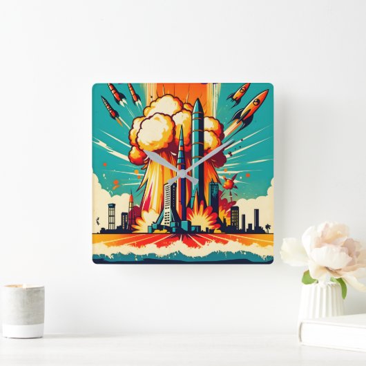 Apocalyptic Blast スクエア壁時計 (ホーム)