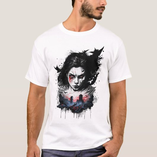 Apokalypse Girl Dark Art Design Tシャツ (正面)