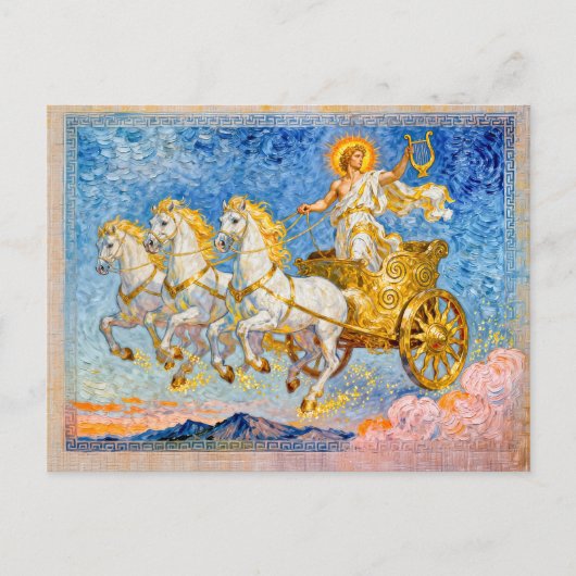 Apollo in Sun Chariot Holding a Golden Harp ポストカード (正面)