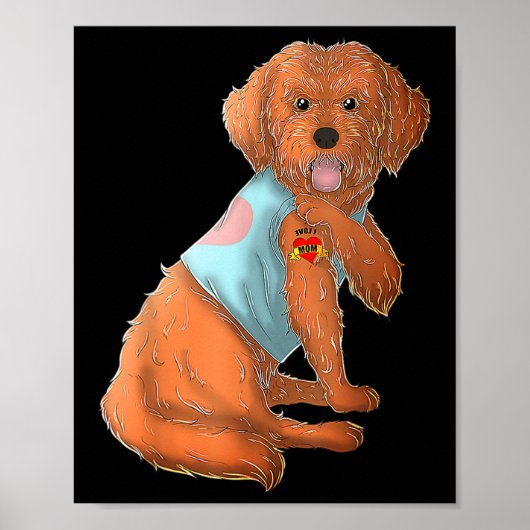 Apoo I Love Mom Tattoo Dog Shirt Mothers おもしろい Day ポスター (正面)