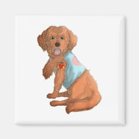 Apoo I Love Mom Tattoo Dog Shirt Mothers おもしろい Day マグネット (正面)