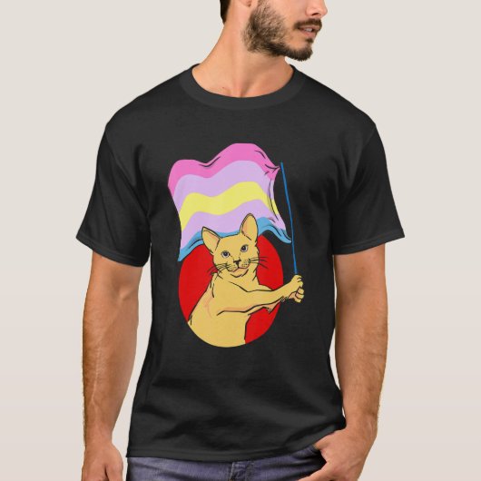 Aporagender Flag Cat非バイナリ性別 Tシャツ (正面)