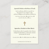 Apostolic Blessing Catholic Prayer Latin  名刺 (裏面)