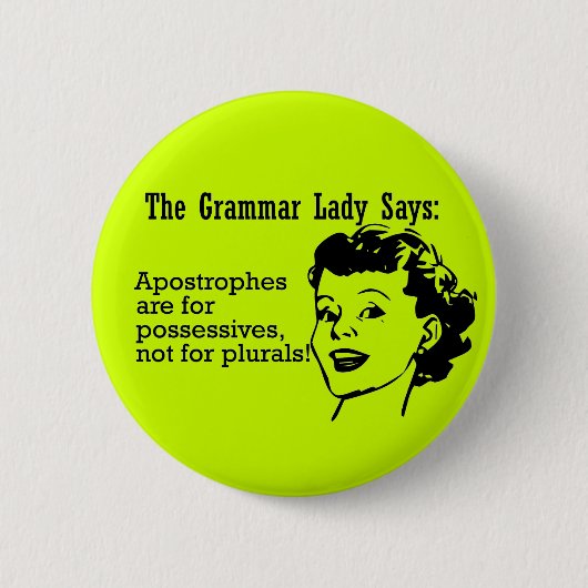 Apostrophes Buttons文法女性 缶バッジ (正面)