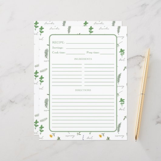 Apothecary Botanical Recipe Binder Page (正面/裏面インサイチュ)