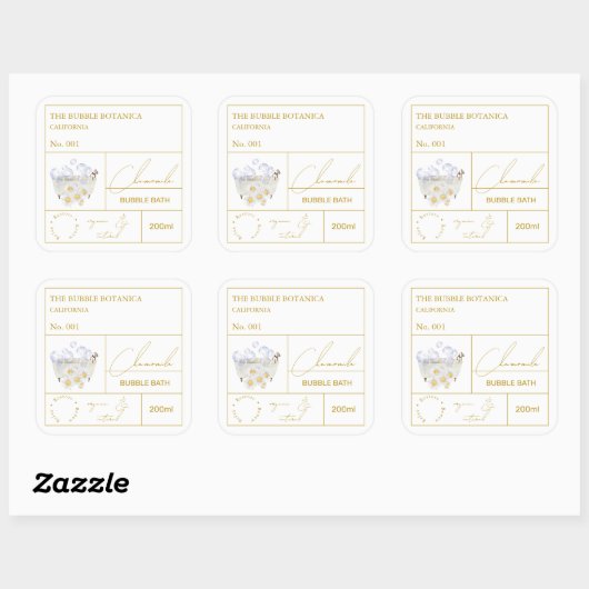Apothecary Chamomile Bubble Bath Label スクエアシール (シート)