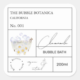 Apothecary Chamomile Bubble Bath Label スクエアシール