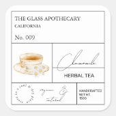 Apothecary Chamomile Herbal Tea Label スクエアシール (正面)