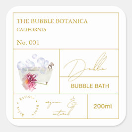 Apothecary Dahlia Bubble Bath Label スクエアシール