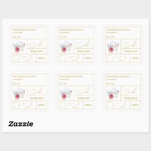 Apothecary Dahlia Bubble Bath Label スクエアシール (シート)