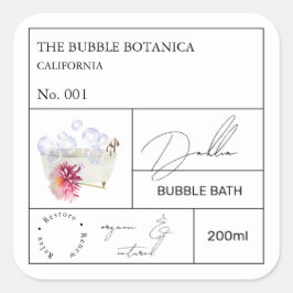 Apothecary Dahlia Bubble Bath Label スクエアシール