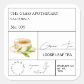 Apothecary Green Tea Loose Leaf Tea  Label スクエアシール (正面)
